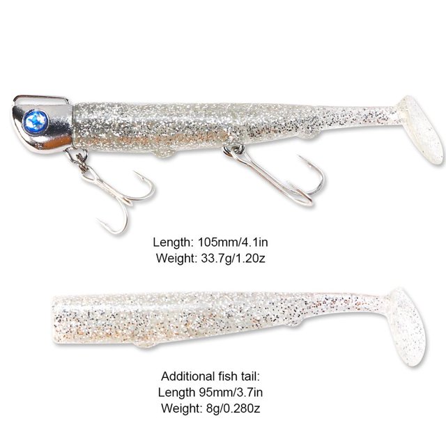 Señuelo de pesca de 110mm/35g, anzuelo de cabeza de plomo, cebo, Wobblers de cola en T para mar (estilo E) Sywqhk Para Estrenar