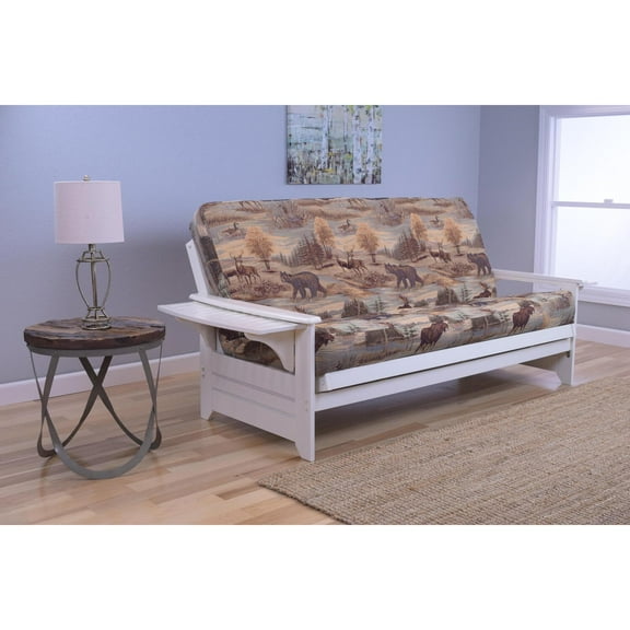 Kodiak Furniture Phoenix Futon with Canadian Fabric Mattress in Brown/White