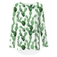thumbnail image 5 of CLOOCL Women T-Shirt Green Cactus Printed Long Sleeves Shirt Oversized Female Tops, 5 of 6