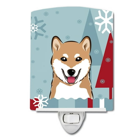 

Caroline s Treasures BB1721CNL Winter Holiday Shiba Inu Ceramic Night Light 6x4x3 multicolor