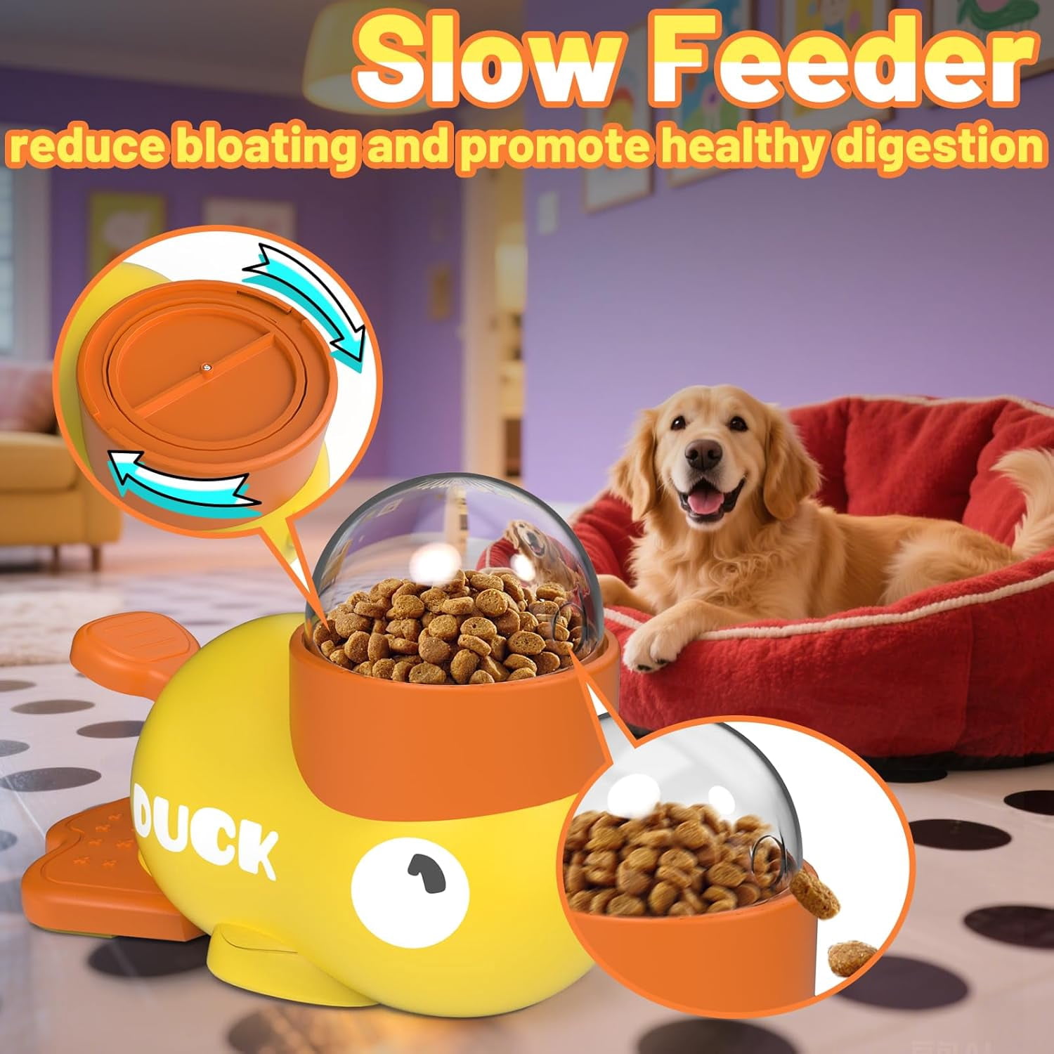Duck Shaped Interactive Pet Toy, Treat Dispensing Puzzle Toy for Dogs Cats, Slow Feeder Toy for IQ Training & Healthy Eating