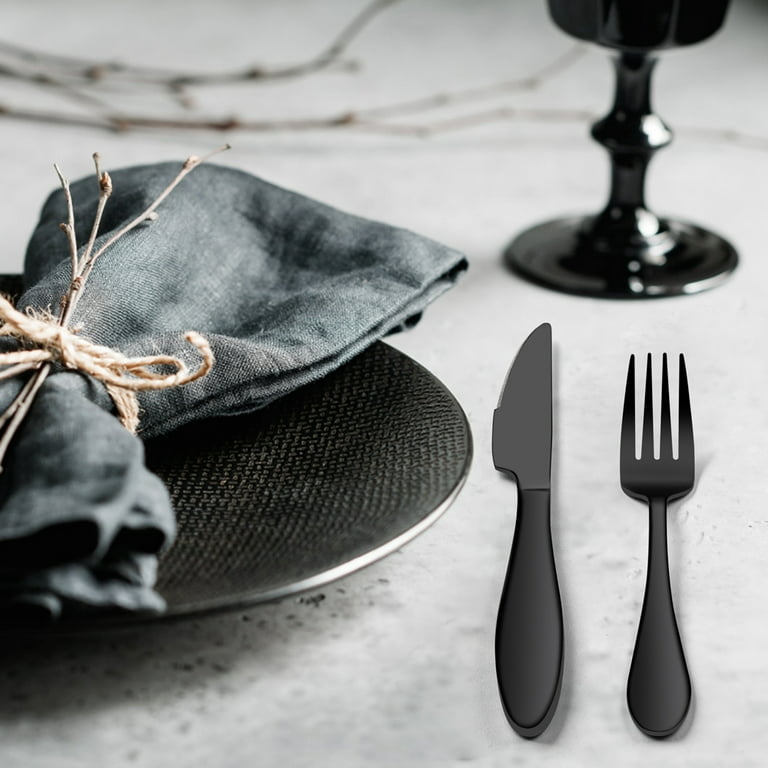 20-Piece Black Silverware Set, EWFEN Black Flatware Set for 4, Food-Grade  Stainless Steel Tableware Cutlery Set, Mirror Finished Utensil Sets for  Home