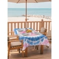 thumbnail image 2 of 60x102 Inch Outdoor Tablecloth with Umbrella Hole Zipper Rectangle Pink Blue Ombre Rectangular Tablecloths Outside Waterproof Modern Boho Ethnic Tie Dye Geometric Patio Table Cover for Picnic Party, 2 of 8