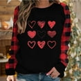 thumbnail image 2 of Valentine's Day Cute Sweatshirts for Women Plaid Patchwork Letter Graphic Print Long Sleeve Crew Neck Loose Tops(Red,L), 2 of 4