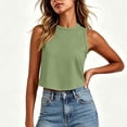 thumbnail image 2 of CYMMPU Women's Solid Ribbed High Neck Crop Tank Top, Sleeveless Slim Fit Y2K Basic Layering Vest Army Green XXL, 2 of 7