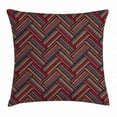 thumbnail image 1 of Red and Brown Throw Pillow Cushion Cover, Classical Knitting Pattern Image Autumnal Colors Herringbone Zigzag Stripes, Decorative Square Accent Pillow Case, 16 X 16 Inches, Multicolor, by Ambesonne, 1 of 2