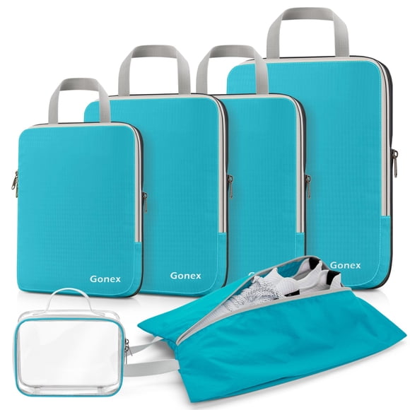 Cubos de compresión Gonex expandibles con bolsa para zapatos, color azul
