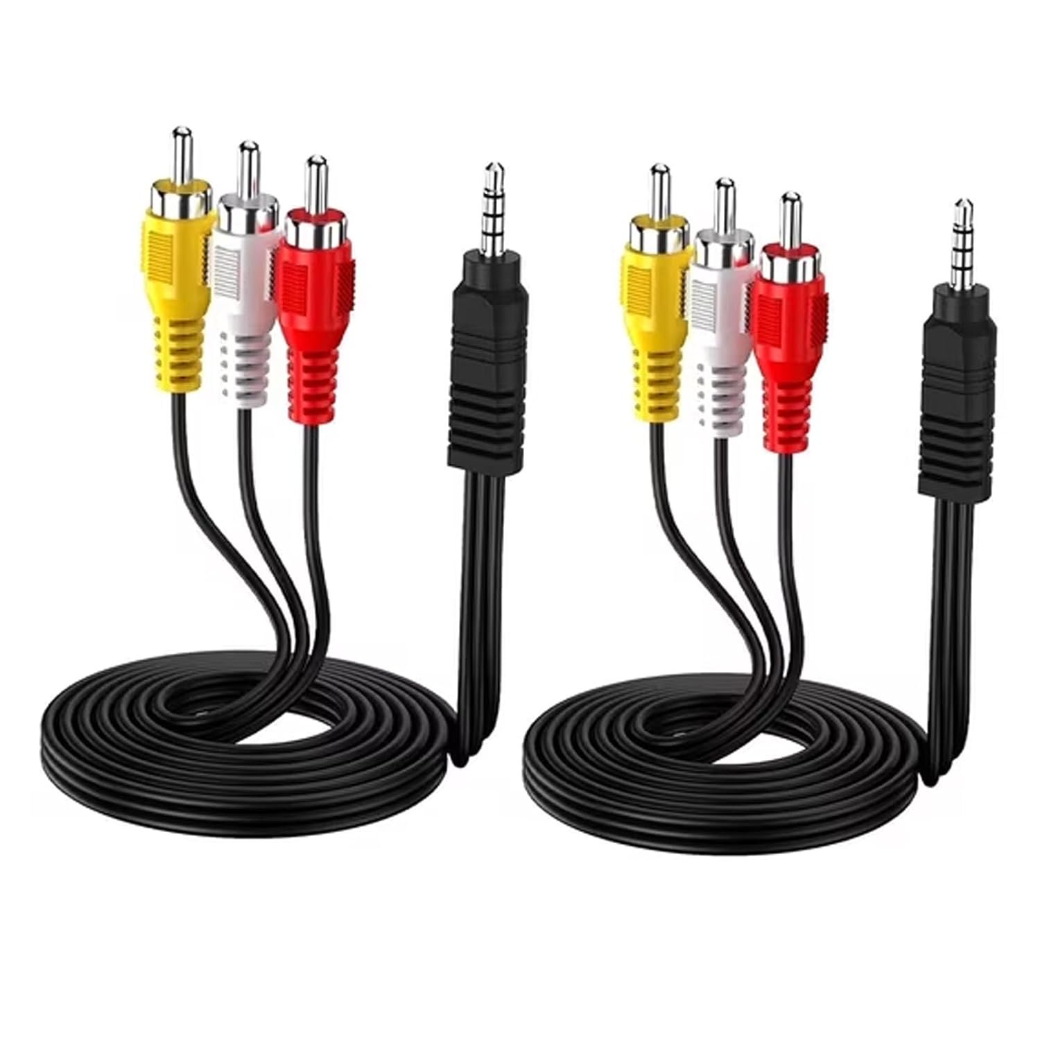 mistyhony 2 Pack 3.5mm to RCA AV Cable 5ft, 1/8 Inch TRRS to 3 RCA Male Plug Audio Video Output Cord for Camcorder TV DVD Player Game Console Speakers Home Theater
