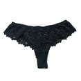 thumbnail image 2 of PiGOGI Women's Lace Thong Underwear - Sexy Hollow Crotch Panties - S to XL Comfortable Briefs Black, 2 of 4
