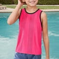 thumbnail image 2 of Big Kid Children Sleeveless Solid Vest Tops Casual Popularity Side Wide Fork Fitness Sports Garment Loose Vest Boys Full Sleeve T Shirt Youth Plain Shirt Heavy Boys Swim Tops Top 10-15 Years Pink, 2 of 4