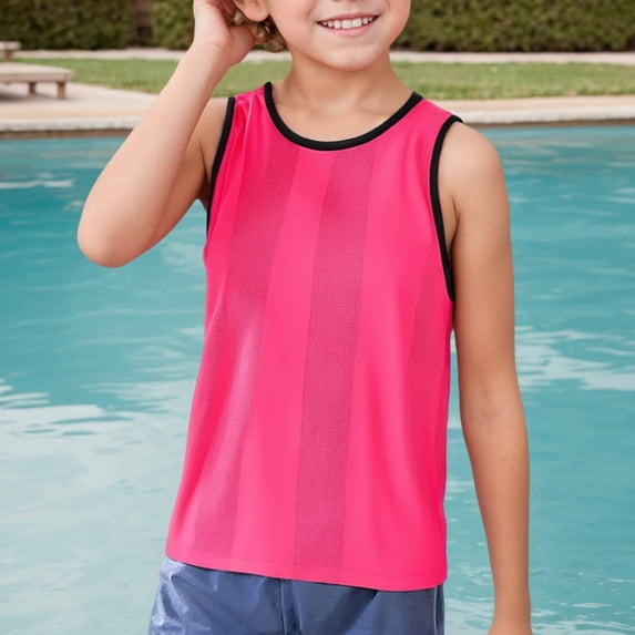 Djtdsds Kids Solid Color Seamless Mesh Tank Top Breathable Sleeveless Athletic Shirt Size:10-15 Years