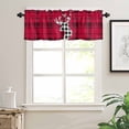 thumbnail image 7 of Xmas Deer Kitchen Curtains and Valances Set, Head Bufflo Plaid Red Rod Pocket Window Valance 18 Inch Window Curtain Panels for Living Room Bedroom Laundry, 27.5x36in, 3 Pieces, 7 of 7