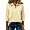 thumbnail image 5 of Hearthz Women's 3/4 Sleeve Athletic Golf Shirts Casual Button V-Neck Tunic Tops for Women Business Dressy Shirts for Women, 5 of 5