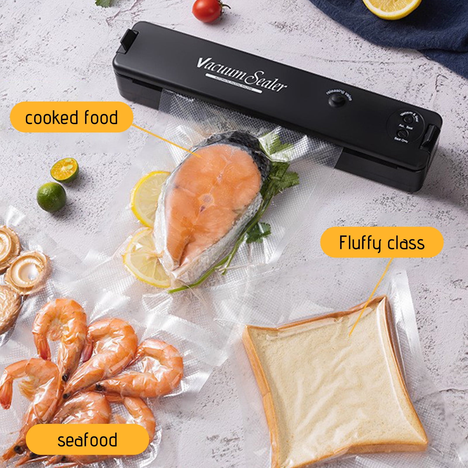 Vacuum Sealer Machine | Automatic Food Saver & Preservation System | ABS Material | Compact Design | LED Indicators | 10 Bags Included | 11.29x2.24x1.77 in | For Kitchen Storage