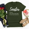 thumbnail image 2 of Virmaxy Seester Like Sister Only Cooler Womens Trendy Letter Printed Dressy Tops Round Neck Short Sleeve Loose Blouses Comfy Tunic Tops Summer Fashion Casual Baggy Basic Tee Olive Green-B L, 2 of 4