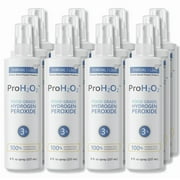 ProH2O2 Food Grade Hydrogen Peroxide 3%, First Aid and Natural Cleaner, Spray Bottle, 8 Fluid Ounces (Pack of 12)
