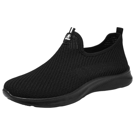 Domuza Mens Walking Shoes Lightweight Breathable Mesh Sneakers Non Slip Sole for All Day Standing,Nursing,Travel and Casual Wear Black 9.5 (EU-44)