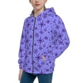 thumbnail image 2 of Naloa Purple Snowflake Elegance Teenage Zipper Hoodie, Long Sleeve Zip Up Hoodies Casual Jackets Tops for 7-12 Years-Medium, 2 of 6