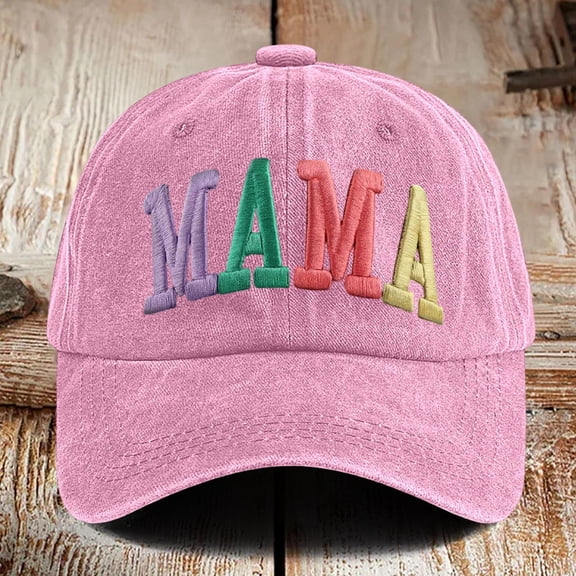Vintage Washed Cotton MAMA Baseball Cap, Adjustable Two Tone Dad Hat, Trendy Mother's Day Gift for New Mom & Grandma Pink One Size