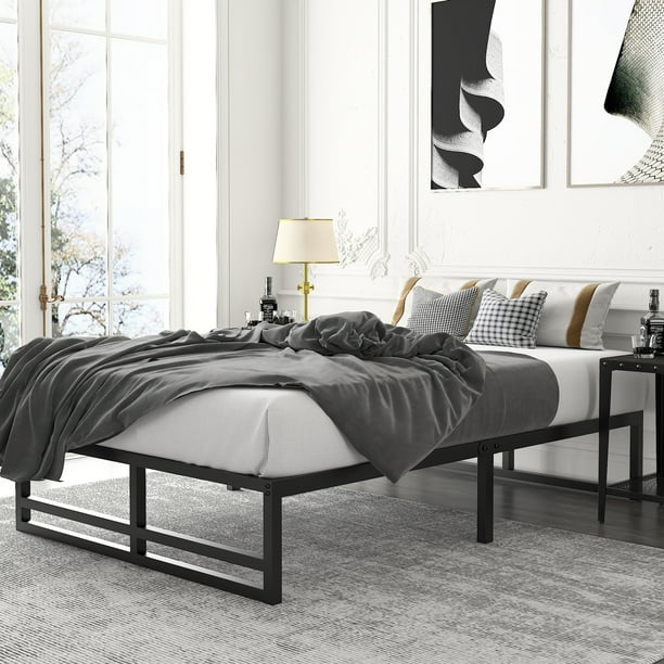 Amolife Twin Size Metal Platform Bed Frame with 14" Under Bed Storage