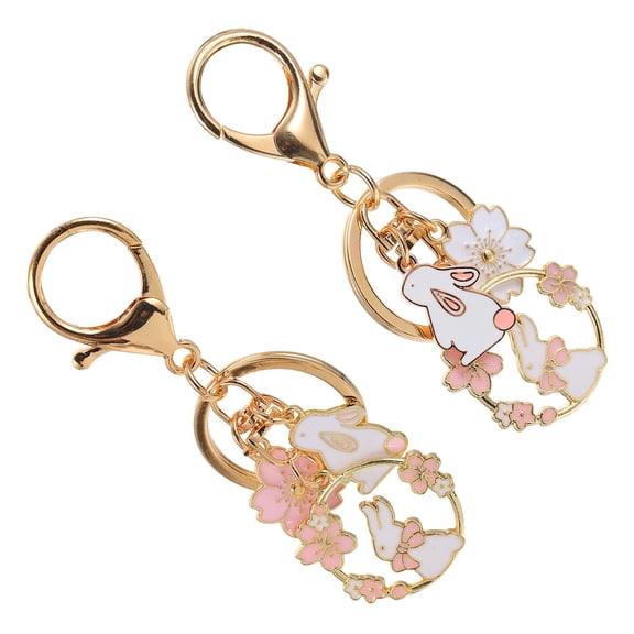 STRANDCHIC Assorted Color Bunny Key Chain Set of 2 Zinc Alloy Keychains Cute Key Decor for Bags and Home Decoration