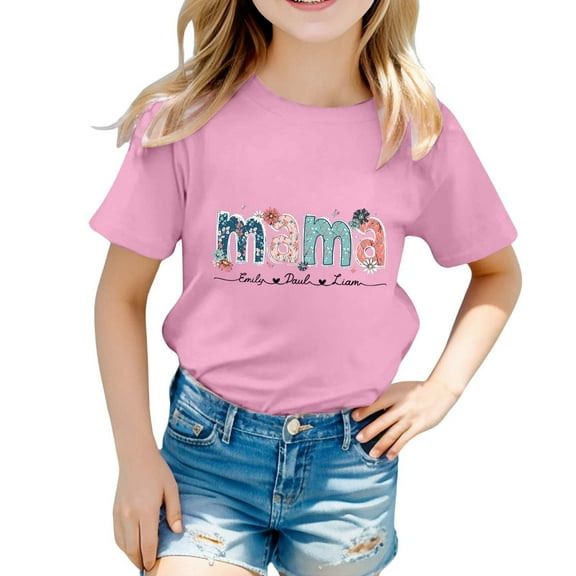 SNKSDGM Girls Tops for Teens Trendy Winter Clothes for Girls 10-12 Trendy Cute Children's Casual T Shirt Day Printed T Shirt(1Y 13Y) 6-7 Years