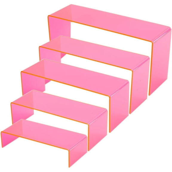5-Tier Acrylic Display Riser Clear Pink Display Stand Collectibles Stands Shelf Showcase Fixtures DIY