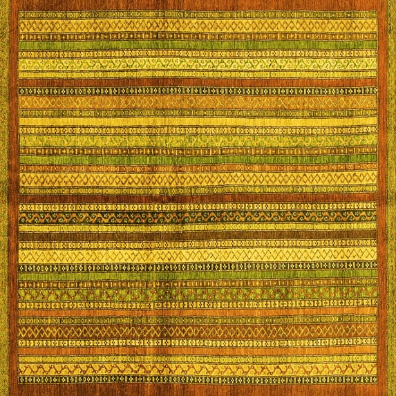 Ahgly Company Indoor Square Abstract Yellow Modern Area Rugs, 7' Square