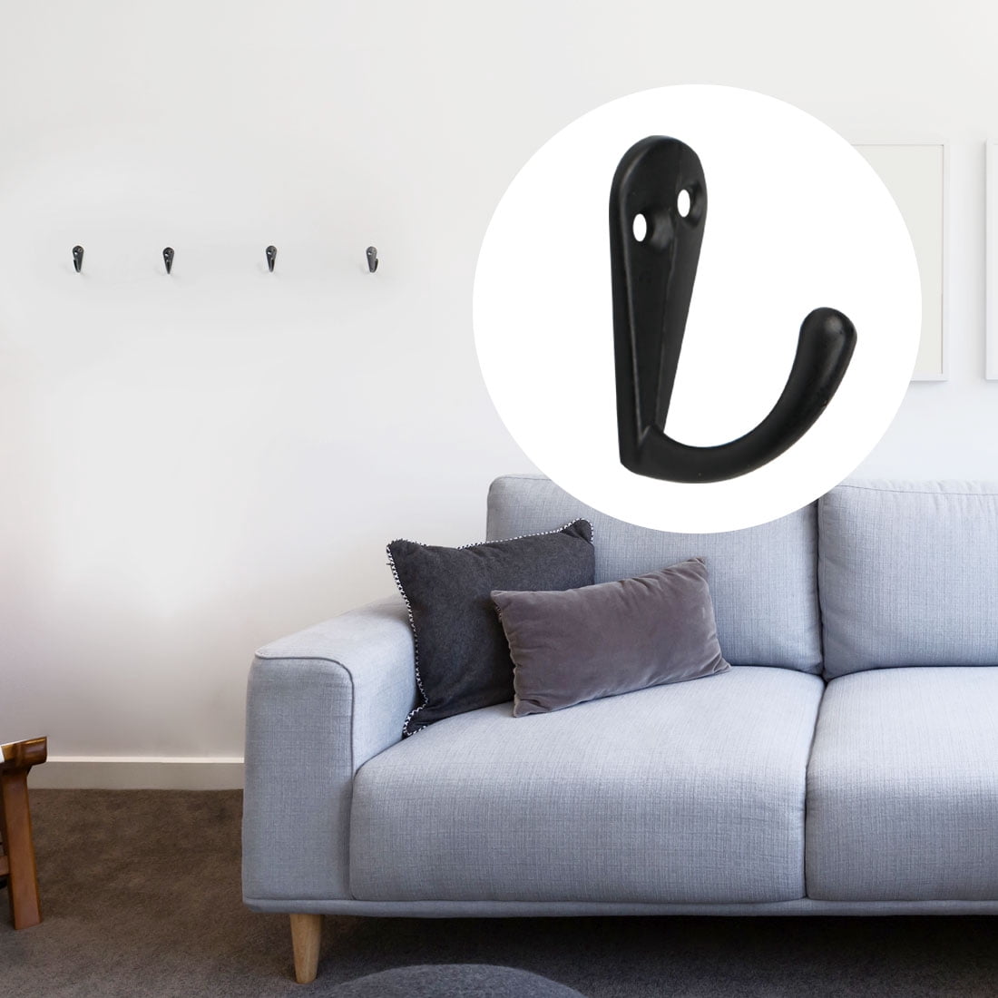 Unique Bargains 4pcs Robe Hook Metal Vintage Design Wall-mounted Hooks for Towel and Keys