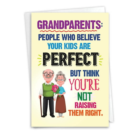NobleWorks Funny Grandparents Day Greeting Card with 5 x 7 Inch Envelope (1 Card) Perfect Kids C7734GRG