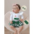 thumbnail image 6 of Gzhioc Infant Baby Girl Fall Outfit 0 3 6 12 18 Months Golf Letter Print Long Sleeve Romper Layered Ruffled Skort Stockings and Bow Headband, 6 of 9