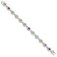 thumbnail image 2 of 925 Sterling Silver Rhodium-plated 7inch Rainbow Semi Precious Stone Bracelet, 2 of 3