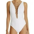 thumbnail image 2 of Women's Bleu Rod Beattie N18232 Oh So Knotty Lace Down Mio One Piece Swimsuit (White/Rose Gold 8), 2 of 3