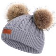 thumbnail image 1 of Gorro de punto con pompón doble para niños y niñas, 1 of 2