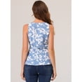 thumbnail image 4 of Allegra K Top peplum envolvente con dobladillo asimétrico en la cintura con cuello en V sin mangas para mujerAzul Blanco-Floral XS, 4 of 5