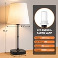 thumbnail image 6 of GPED Bedside Table Lamp for Bedroom, 3 Color Temperatures Cordless Bedside Lamp, 5 Way Dimmable Touch Table Lamp with USB Port, Rechargeable Desk lamp with Fabric Shade for Living Room(Black), 6 of 7