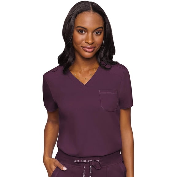Med Couture Touch Women's Scrub Tops V-Neck Tuck-In Top with 1 Pocket