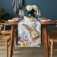 thumbnail image 2 of Easter Bunny Table Runner - 48 Inch Long, Kitchen Dining Table Runner Dresser Scarves, Spring Watercolor Flower Blue Plaid Farmhouse Decor for Coffee Tables Wedding Party Banquet, 2 of 8