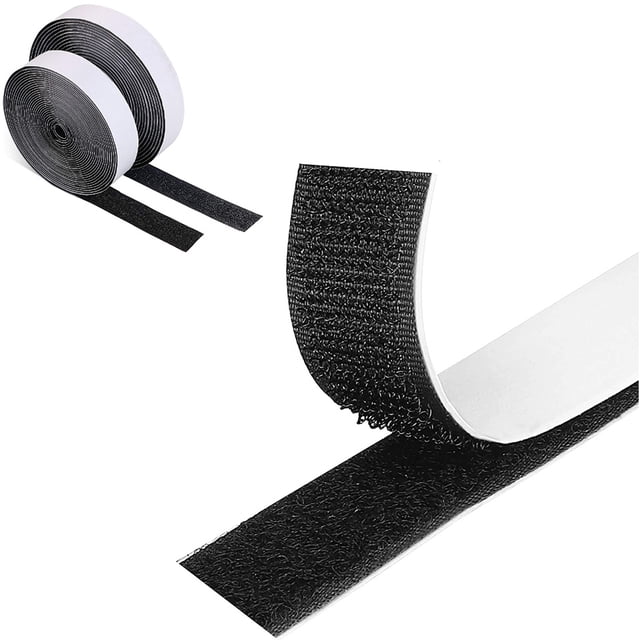 25M 20/25/30/50mm Magic Sticker Tap Self Adhesive Hook Loop Fastener Nylon Sticker Disks velcros Tape Sewing Adhesive with Glue Black 25mm 5Meter