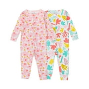 Mac & Moon PINK MULTI Baby Girls S21 Coral Reef Footless Pajamas 2 PK 24M