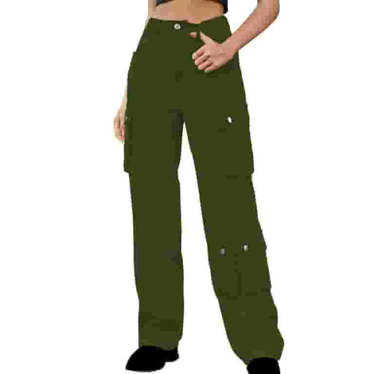 【U LAN】Elmo Side Line Cargo Denim Pants Lolmot Women's High Waisted Baggy Cargo Jeans Side Flap