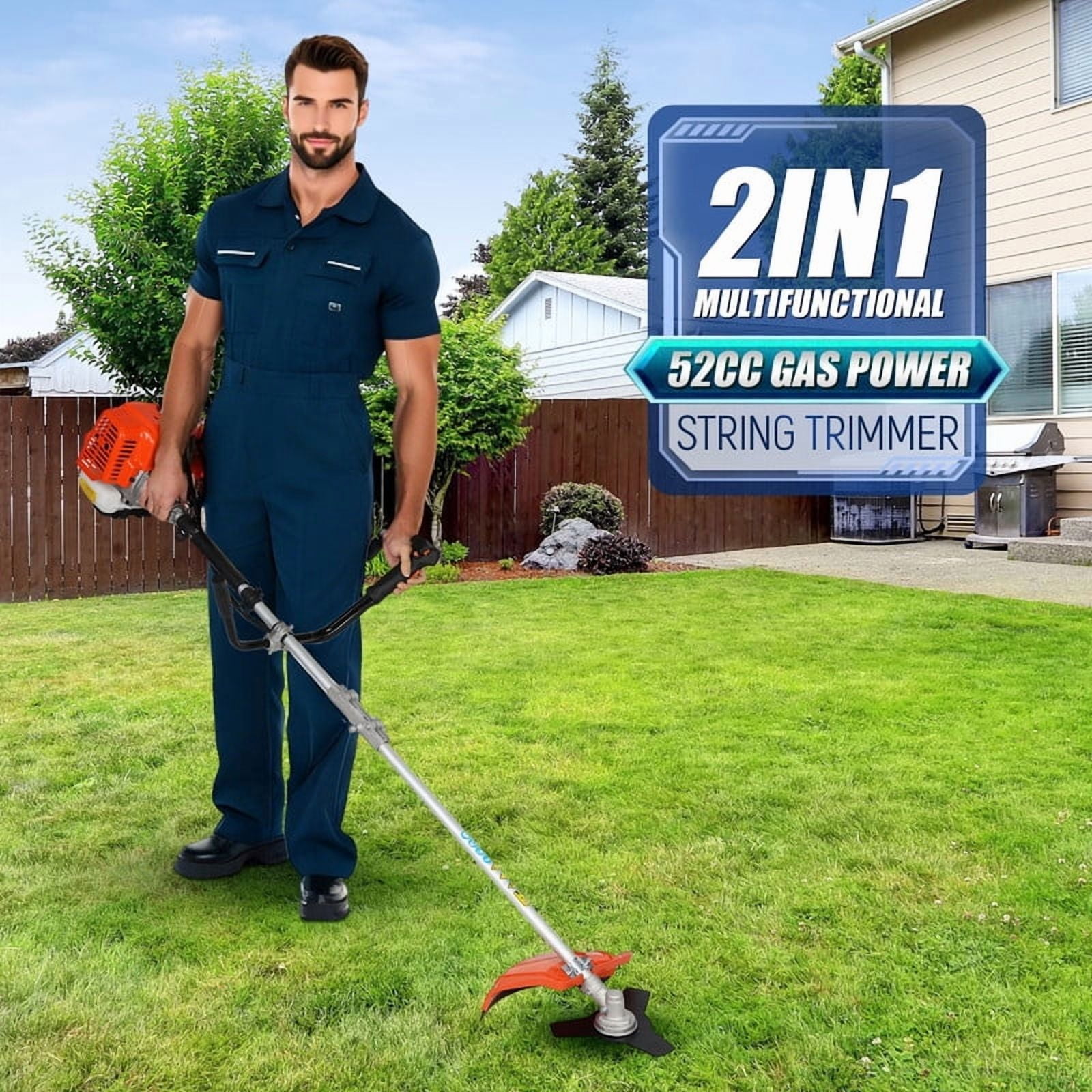 Seipouy 52cc Weed Eater Gas Powered, 2 in 1 Gas String Trimmer, Weed Wacker, Heavy Duty Weed Wacker, Upgraded 2200w/8500rpm Engine Brush Cutter, 3 Days Delivery from USA