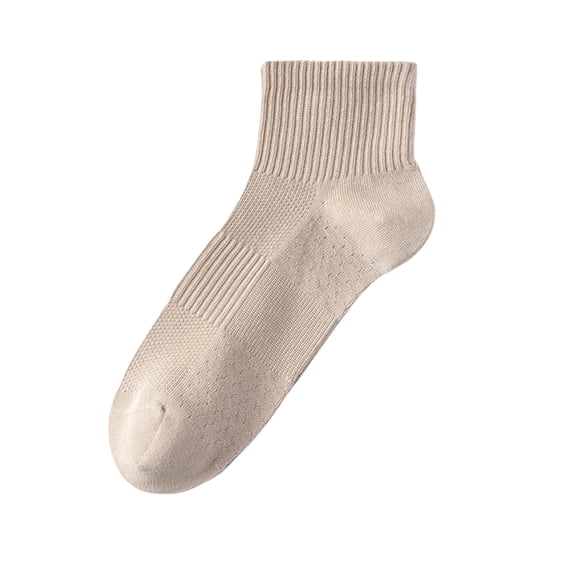 Men’s Bamboo Viscose Ankle Quarter Thin Socks Breathable Soft Summer Mesh Design, Anti-Odor Casual Dress Khaki One Size
