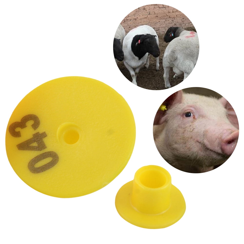 100 Sets Goat Mutton Livestock Sheep Use Yellow Ear Tag Eartag Animal Tag 