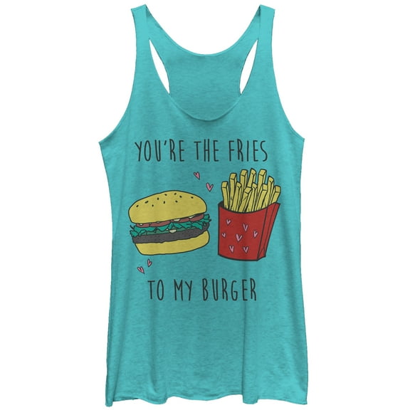 Women's CHIN UP Fries to My Burger  Racerback Tank Top Tahiti Blue Large