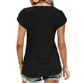 thumbnail image 7 of TEMOFON Women T-shirts Summer Short Sleeve Tops Casual Ruffle Sleeve Tunic Tops Trendy V Neck Tops Loose Ladies Shirts Blouses Black XXL, 7 of 7