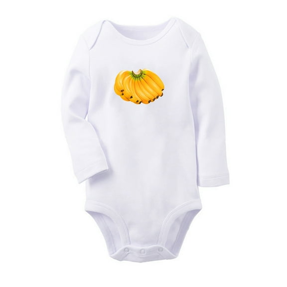 Fruit Banana Image Print Cute Rompers, Newborn Baby Unisex Bodysuits, Infant Jumpsuits, Toddler 0-12 Months Kids Long Sleeves Oufits (White, 6-12 Months)