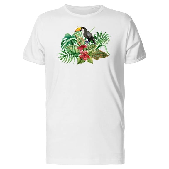 Lovely Floral Tropical Toucan Tee Men's -Image by Shutterstock