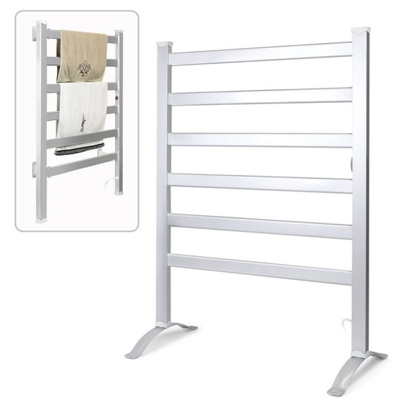 INNOKA 2-in-1 Towel Warmer and Drying Rack, UL Certified Heated Towel Rack, Free Standing & Wall Mounted with 6 Extra Wide Bars & Aluminum Frame for Bathroom