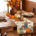 thumbnail image 5 of Boho Fall Scarecrows Cotton Linen Rectangle Table Runners 13"x36", Thanksgiving Autumn Pumpkins Maple Leaf Coffee Table Runner Dresser Scarves Table Runners for Wedding Party Banquet Dinner Decor, 5 of 8